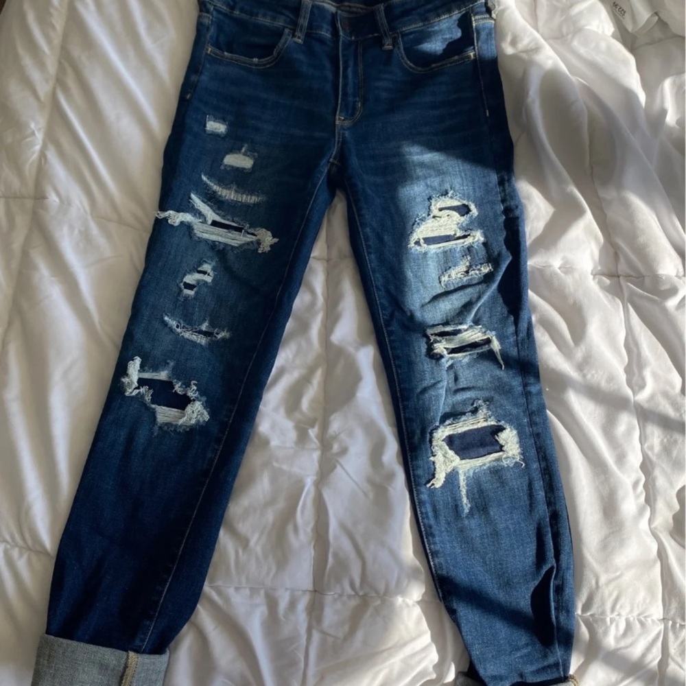 American eagle patched rip jeans size 6